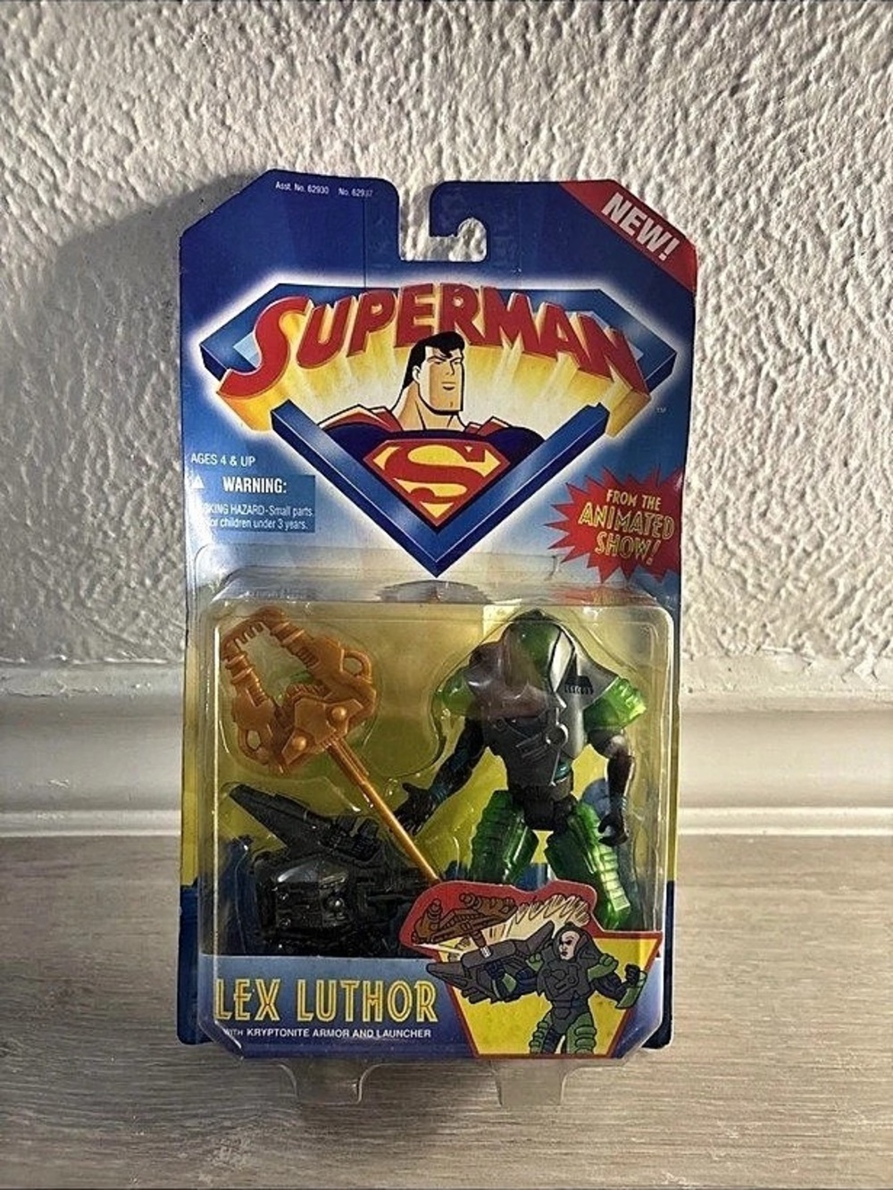 Vintage 1996 Kenner Lex Luthor with Kryptonite Armor and Launcher Kryptonite Arm